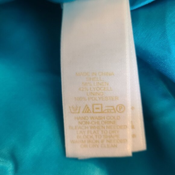 Kate Spade Linen Blend Turquoise Teal Short Sleeve Low Back Dress Old Money sz 8 - Picture 8 of 10